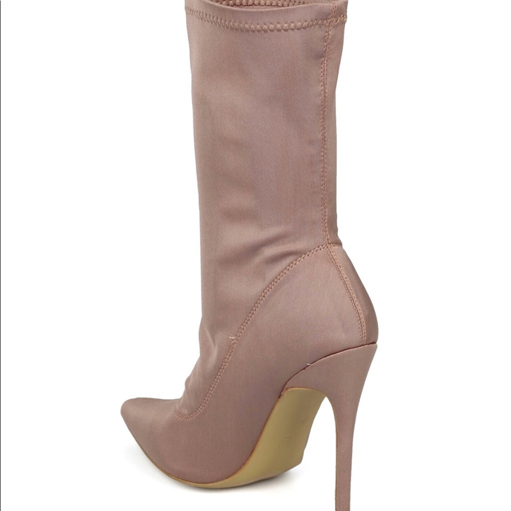 Tan mid calf sock booties